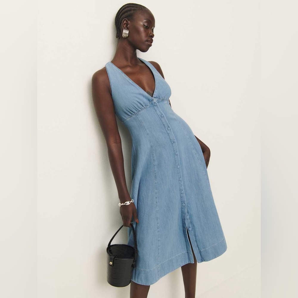 Reformation Sebastien Denim Midi Dress